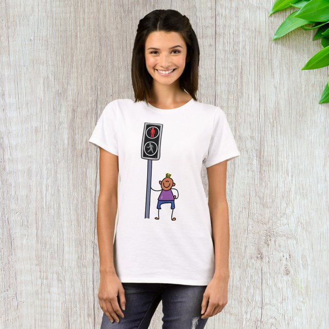 Boy at Pedestrian Crossing with Red Stop Signal T-Shirt (Creator Uploaded)