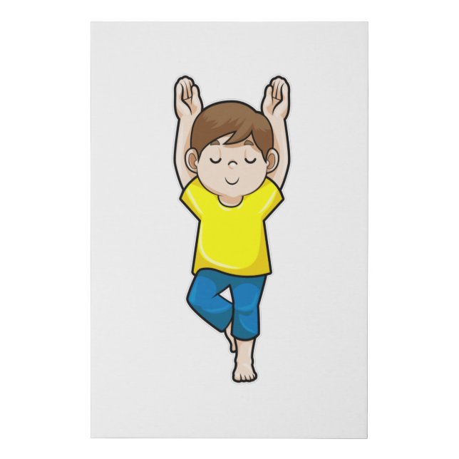 Boy at Yoga Stretching exercises Faux Canvas Print (Front)