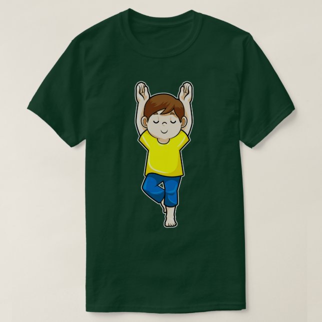 Boy at Yoga Stretching exercises T-Shirt (Design Front)