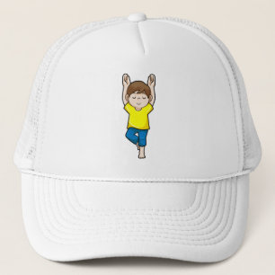Boy at Yoga Stretching exercises Trucker Hat