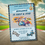 Boy Auto Car Racing Theme 5th Birthday Party Invitation<br><div class="desc">What a great way to start a celebration with this charming and unique invitation - the cars on the race track -- his "own" car with the #5 for his birthday -- in front place (of course). He is certainly Fast and Five -- so, start your engines and get ready...</div>