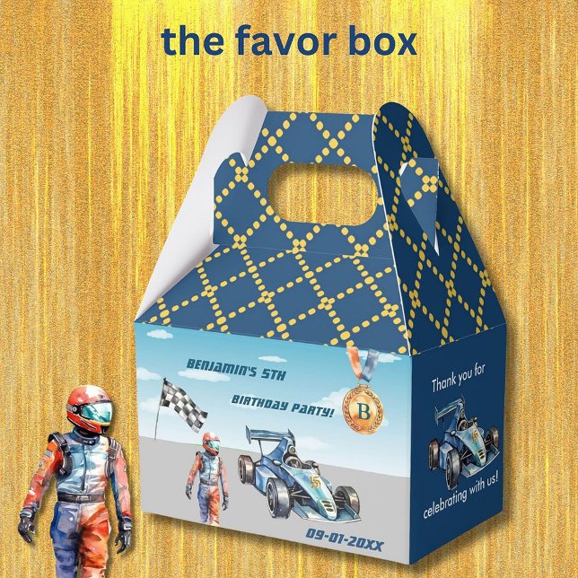 Boy Auto Racing Theme 5th Birthday Party  Favor Boxes (Creator Uploaded)