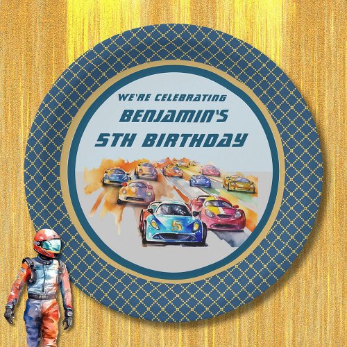 Boy Auto Racing Theme 5th Birthday Party Paper Plates