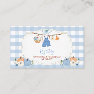 Boy Autumn Clothes Pumpkin Baby Shower Registry Enclosure Card