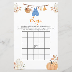 Boy Autumn Clothes Pumpkin Fall Baby Shower Bingo