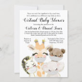 Boy Baby Animals Mask Covid Drive By Baby Shower Invitation (Front)
