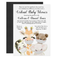 Boy Baby Animals Mask Drive By Baby Shower Invitation