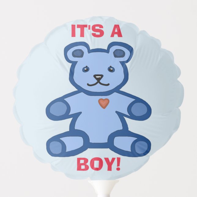Boy baby blue teddy bear balloon (Front)