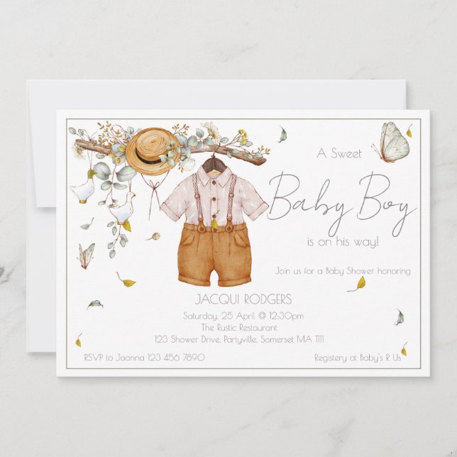 Boy Baby Clothes Baby shower Invitation (Front)