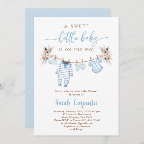 Boy Baby Clothes Baby Shower Invitation