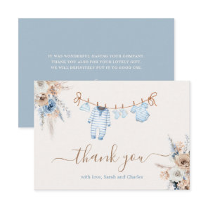 Boy Baby Clothes Baby Shower Thank You Card