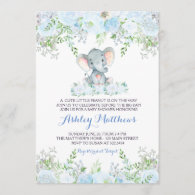 boy Baby Elephant Baby Shower Invitations