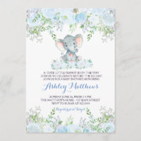 boy Baby Elephant Baby Shower Invitations