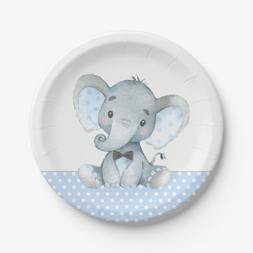 Boy Baby Elephant Baby Shower Paper Plates