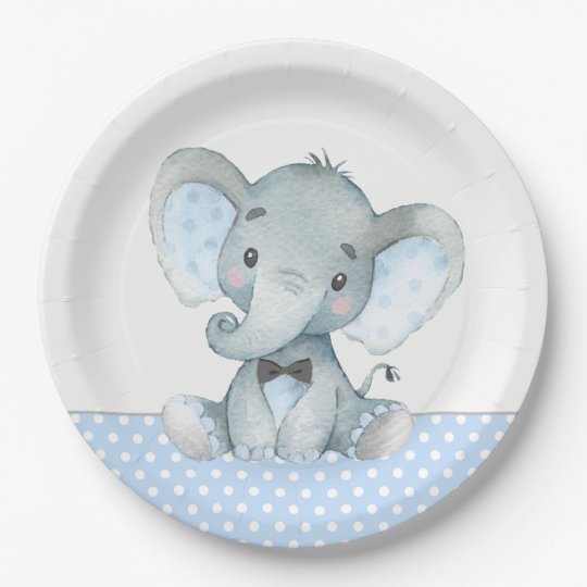 Boy Baby Elephant Baby Shower Paper Plates | Zazzle.com
