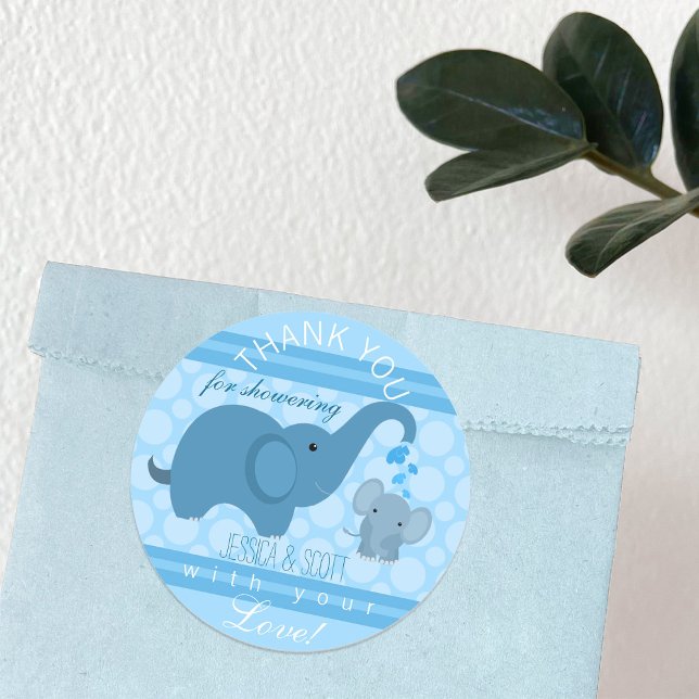 Boy Baby Elephant Baby Shower Sticker (Boy Baby Elephant Baby Shower Sticker)