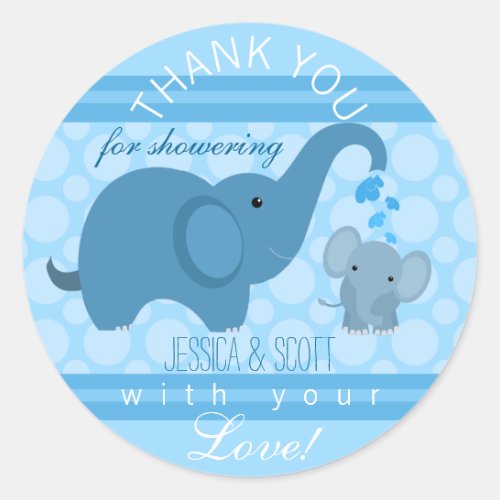 Boy Baby Elephant Baby Shower Sticker