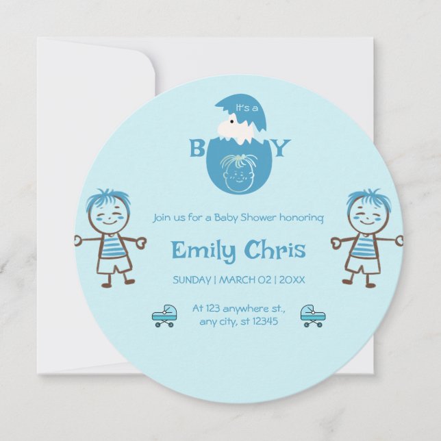 Boy Baby Gender Reveal Party Invitation (Front)