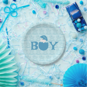 Boy Baby Gender Reveal Party Paper Plates