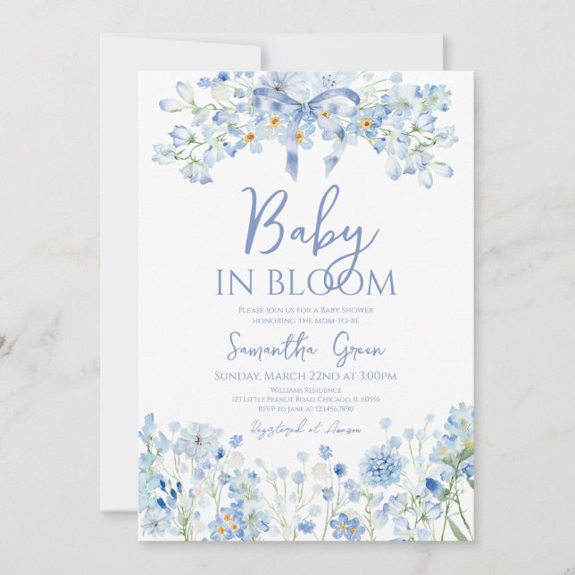 Boy Baby in Bloom Baby Shower Invitation (Front)