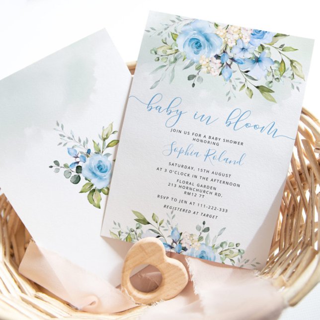 Boy baby in bloom baby shower invitation (Creator Uploaded)