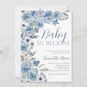 Boy Baby in Bloom Baby Shower Invitation