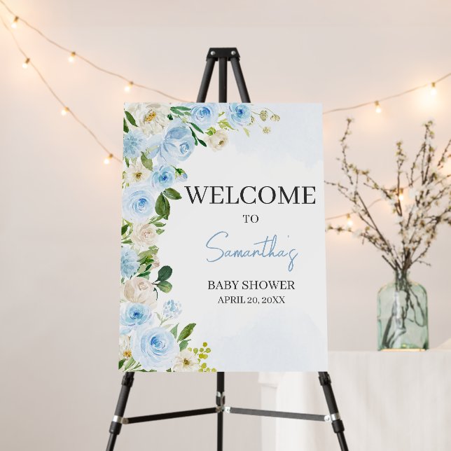 Boy Baby in Bloom Baby Shower Welcome SIgn (In Situ (Stand))