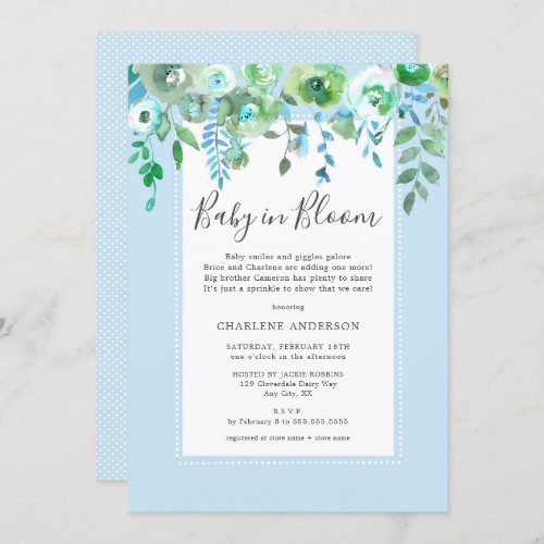 Boy Baby in Bloom Baby Sprinkle Invitation