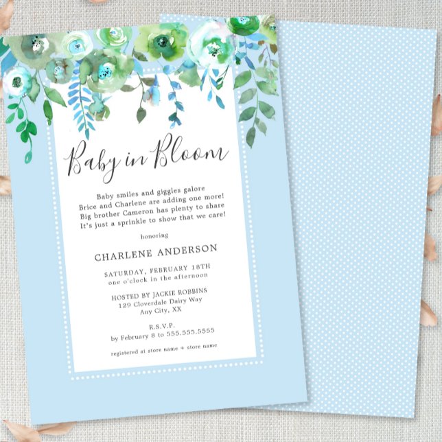 Boy Baby in Bloom Baby Sprinkle Invitation (Creator Uploaded)