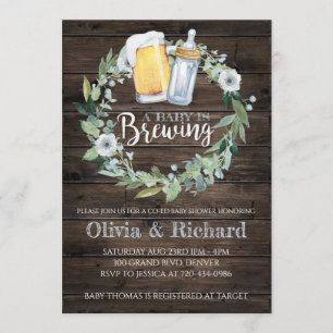 Boy Baby is Brewing Baby Shower Invitation