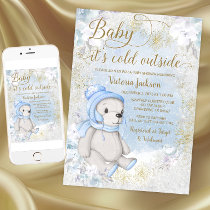 Boy Baby Its Cold Outside Baby Shower Invitation