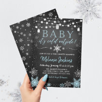 Boy Baby It's Cold Outside Baby Shower Invitation