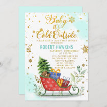 Boy Baby Its Cold Outside Winter Baby Shower Invitation