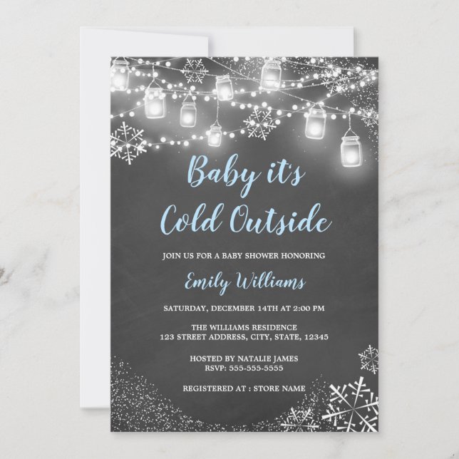 Boy Baby it's Cold Outside Winter Baby Shower Invitation (Front)