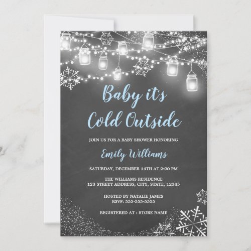 Boy Baby its Cold Outside Winter Baby Shower Invitation