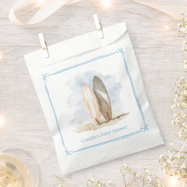Boy Baby on Board Beach Baby Shower Favor Bag (Clipped)