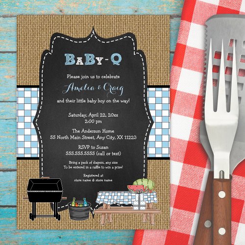 Boy Baby_Q Baby Shower BBQ baby shower Invitation