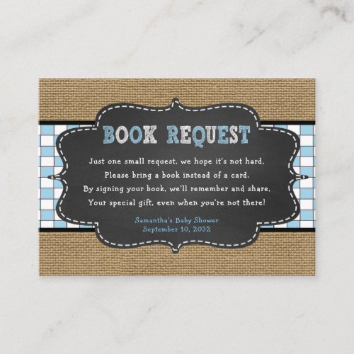 Boy Baby Q BBQ Baby Shower book request card