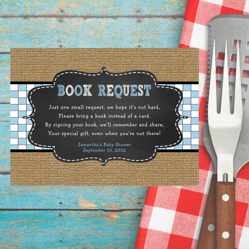 Boy Baby Q BBQ Baby Shower book request card