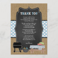 Boy Baby Q thank you notes poem / BBQ baby shower Invitation