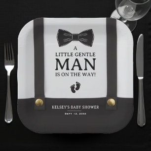 Boy Baby Shower A Little Gentleman Suspenders Paper Plates