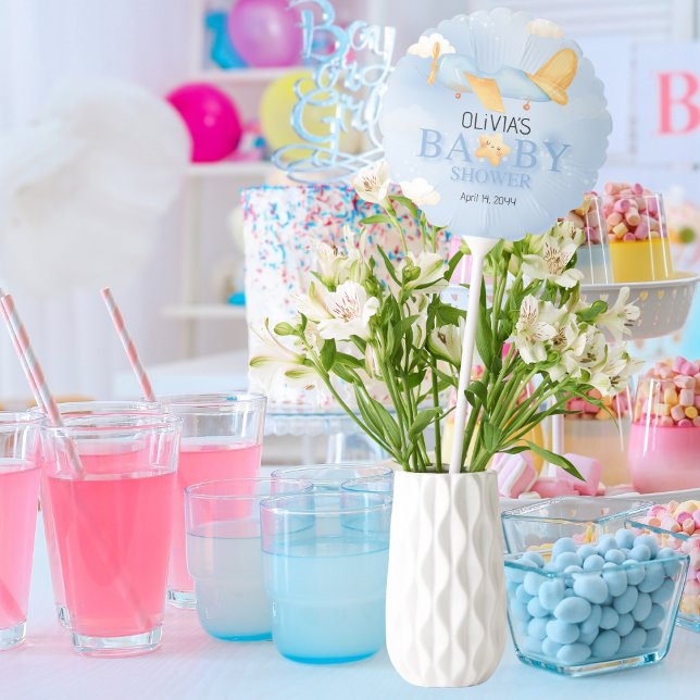 Boy Baby Shower Airplane Clouds Stars Blue Custom Balloon (Creator Uploaded)