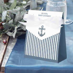 Boy Baby shower Anchor and Striped Favor Box