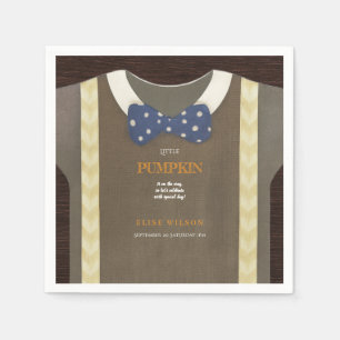 Boy baby shower autum fall blue burlap bodysuit napkins