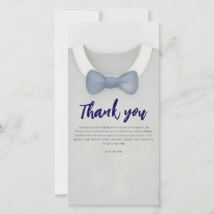 Boy baby shower autum fall blue burlap bodysuit  thank you card