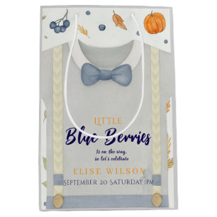 Boy baby shower autum fall burlap bodysuit medium gift bag