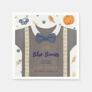 Boy baby shower autum fall burlap bodysuit napkins