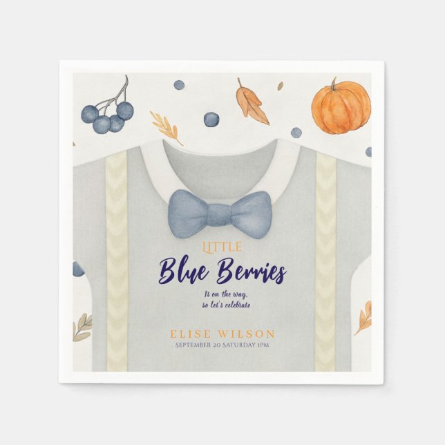 Boy baby shower autum fall burlap bodysuit  napkins (Front)