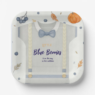 Boy baby shower autum fall burlap bodysuit paper plates