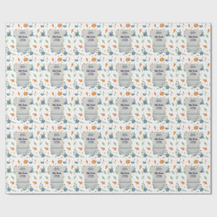 Boy baby shower autum fall burlap bodysuit wrapping paper